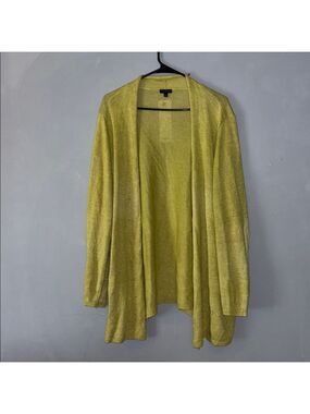 Talbots Plus Linen Olive Cardigan Open Front Plus Cardigan Women’s 3X